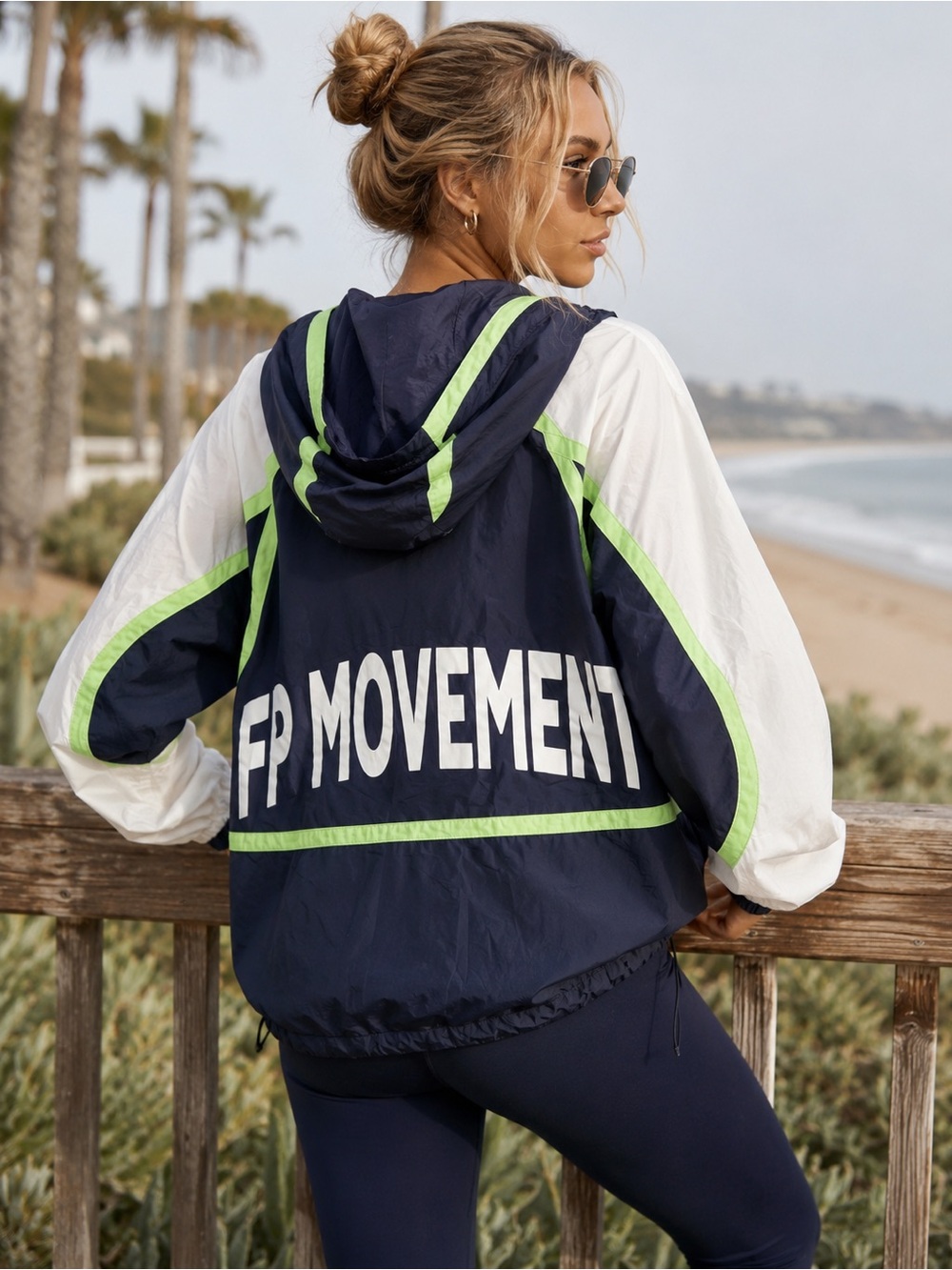 Free People Movement Windbreaker Anorak Jacket Navy Green Small NWOT